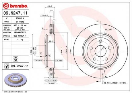 Гальмівний диск BREMBO 09.N247.11 (фото 1)