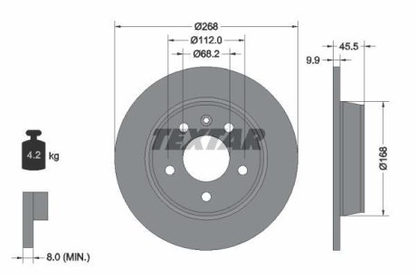 Гальмівний диск TEXTAR 98200 0743 0 1 (фото 1)