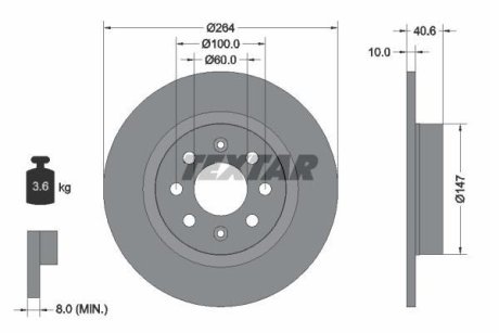 Тормозной диск TEXTAR 98200 1459 0 1 (фото 1)