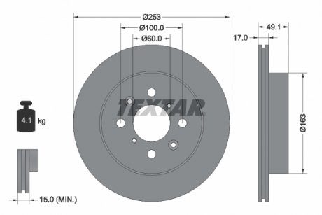 Тормозной диск TEXTAR 98200 1353 0 1 (фото 1)