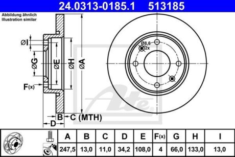 Диск гальмівний Power Disc ATE 24.0313-0185.1