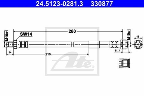 Шланг гальмівний передн.[280mm] ATE 24.5123-0281.3