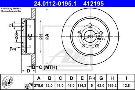 Тормозной диск ATE 24.0112-0195.1 (фото 1)