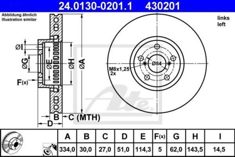 Диск тормозной передний ATE 24.0130-0201.1