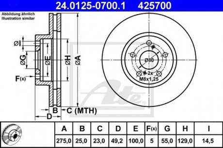 Тормозной диск ATE 24.0125-0700.1 (фото 1)