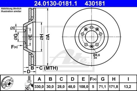 Гальмівний диск ATE 24.0130-0181.1