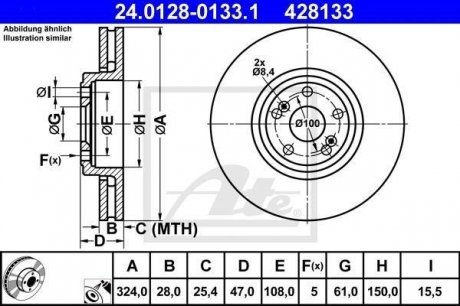 Гальмівний диск ATE 24.0128-0133.1 (фото 1)