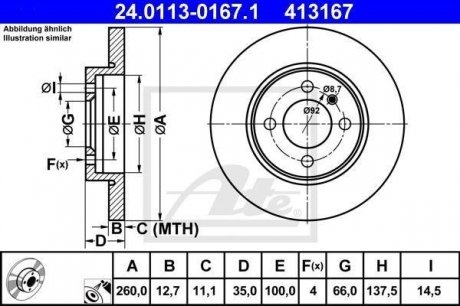 Тормозной диск ATE 24.0113-0167.1 (фото 1)