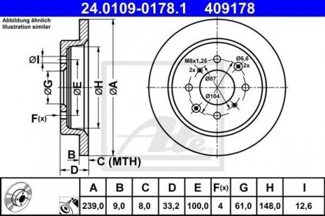 Тормозной диск ATE 24.0109-0178.1 (фото 1)