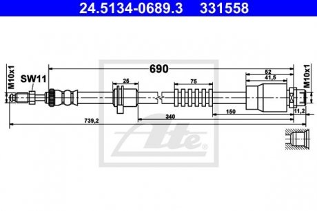 Гальмівний шланг ATE 24.5134-0689.3