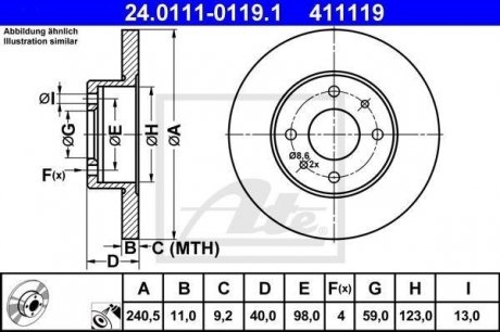 Тормозной диск ATE 24.0111-0119.1 (фото 1)