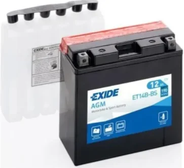 Акумулятор 12 Aч, 190 A, (+/-), 150x70x145 мм EXIDE YT14B-BS