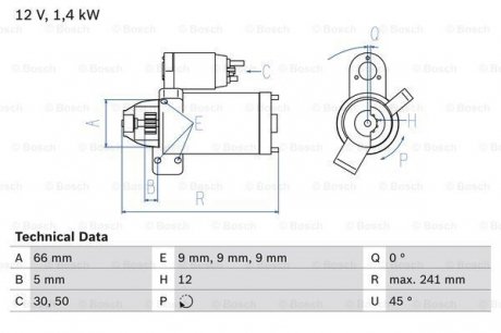 Стартер BOSCH 0 986 024 980 (фото 1)