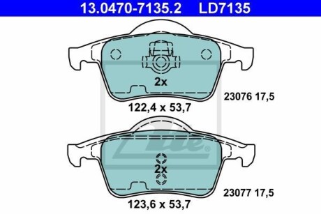 Гальмівні колодки, дискові ATE 13.0470-7135.2