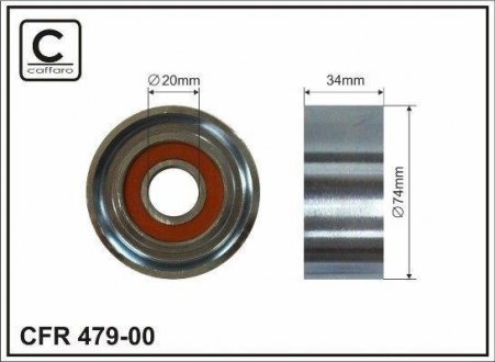 Ролик натяжного механізму, OM904-906 4.3-6.4D (74x34mm) CAFFARO 479-00 (фото 1)