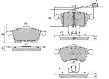 Колодки передние R15, 96-03 (тип ATE) с датчиком FREMAX FBP-1061-01 (фото 1)