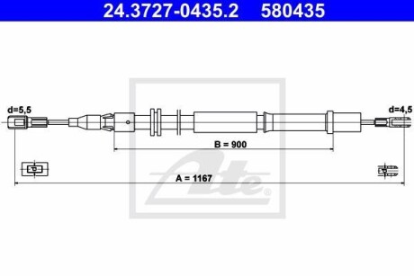 Трос ручного, L=R 96-03 ATE 24.3727-0435.2