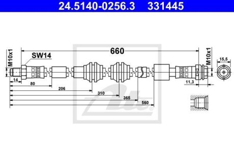 Гальмівний шланг ATE 24.5140-0256.3