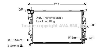 BMW E90/E87 04-рад.охлаждения 2.5i 24V (+AUT±AC), 3.0i 24V (+AUT±AC) [600*460*30] AVA BWA2303