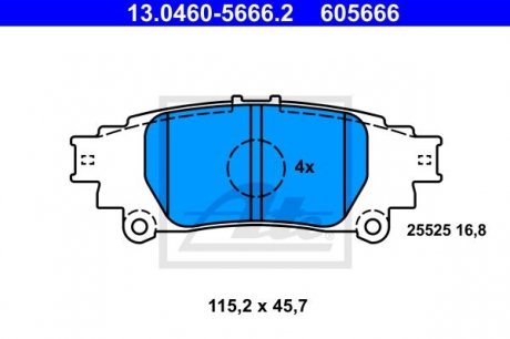 Комплект тормозных колодок, дисковый тормоз ATE 13.0460-5666.2 (фото 1)