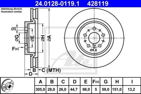 Гальмівний диск ATE 24.0128-0119.1