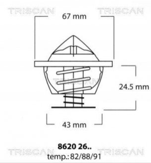 Термостат с прокладкой DB Vario, 405-609D TRISCAN 86202682 (фото 1)