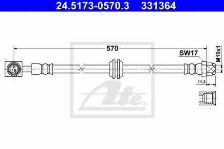 Тормозной шланг MINI COOPER 03- /L+P/ ATE 24517305703