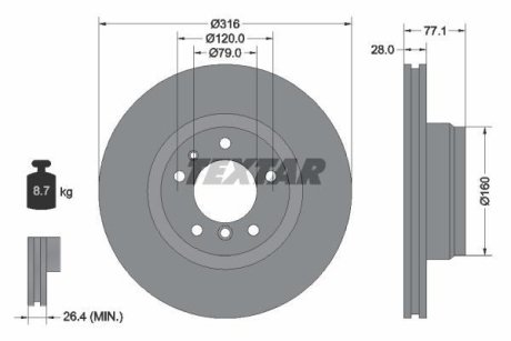 Тормозной диск TEXTAR 98200 0714 0 1 (фото 1)