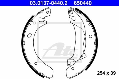 Тормозные колодки, барабанные ATE 03.0137-0440.2