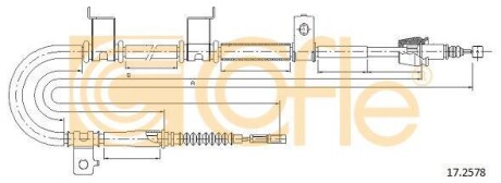 Трос ручного гальма зад. Hyundai i30 1.4-1.6CRDi 07- Пр. (диск) (1705/1505) COFLE 17.2578