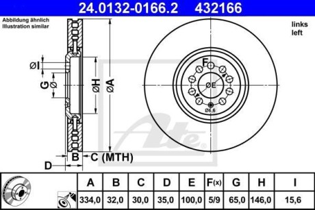 Гальмівний диск двосекційний ATE 24.0132-0166.2