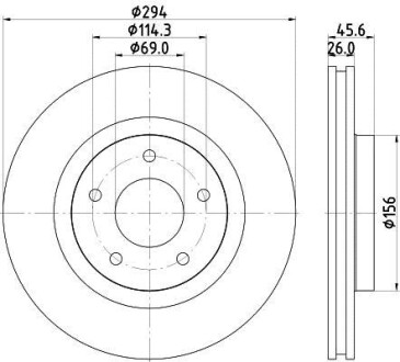 Тормозной диск перед. C4/Compass/Patriot/ASX/Outlander/4008 06- 1.6-3.6 (PRO) PAGID HELLA 8DD355115-911