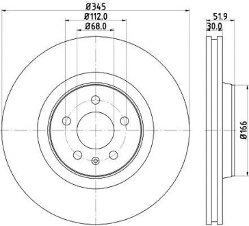 Диск гальмівний з покриттям PRO; передн. PAGID HELLA 8DD355117-181