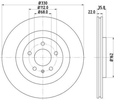 Тормозной диск зад. A4/A5/A6/A7/Q5/Macan 07- 1.8-3.2 (PRO) 330mm PAGID HELLA 8DD355118-021