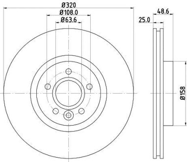 Гальмівний диск перед. Transit Connect/Kuga/V40 05- 1.0-2.5(PRO) PAGID HELLA 8DD355125-151