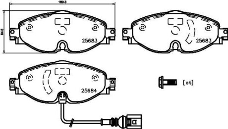 Тормозные колодки перед. VW Golf VII 12- /Octavia III 12- (TRW) PAGID HELLA 8DB355020-191