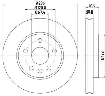 Диск гальмівний з покриттям PRO; передн. PAGID HELLA 8DD355116-031