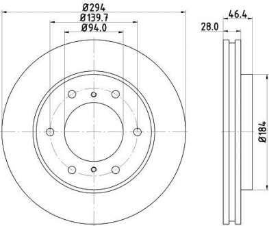 Диск гальмівний з покриттям PRO; передн. PAGID HELLA 8DD355115-731