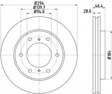 Тормозной диск перед. L200/Pajero Sport 05- 2.4-3.5 (PRO) PAGID HELLA 8DD355115-731 (фото 1)