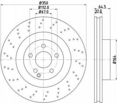 Тормозной диск перед. W221/C216/R230 05-13 2.2-5.5 (PRO) PAGID HELLA 8DD355115-401 (фото 1)