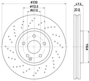 Гальмівний диск перед. W211/W220 02-09 2.6-5.5 (PRO) HC PAGID HELLA 8DD355128-151