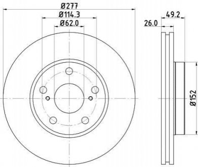Тормозной диск перед. Auris/Corolla 12- 1.2-1.8 (PRO) PAGID HELLA 8DD355119-661