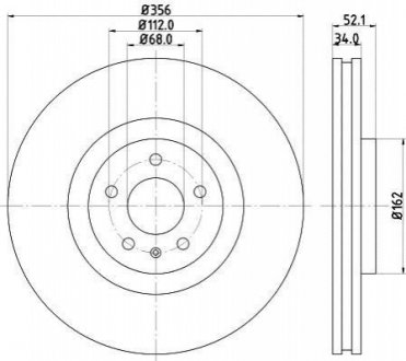 Тормозной диск перед. A6/A7/A8 10- 1.8-4.0 (PRO) HC PAGID HELLA 8DD355129-371 (фото 1)