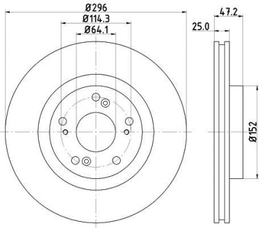 Гальмівний диск перед. Accord VIII 08- 2.0-2.4 296mm PAGID HELLA 8DD355116-101