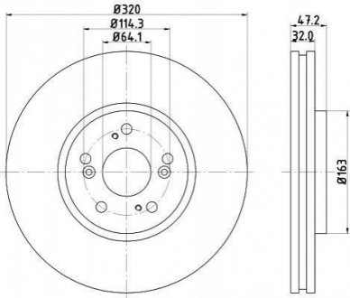 Гальмівний диск перед. Accord VIII 08- 2.0-2.4 320mm PAGID HELLA 8DD355116-091 (фото 1)