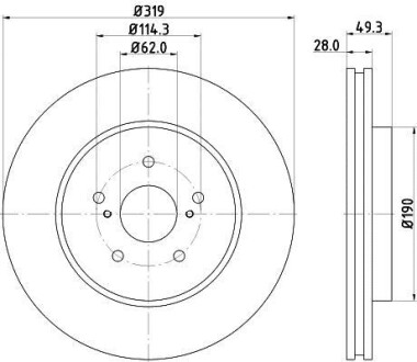 Тормозной диск перед. Lexus RX 03-08 3.0-3.5 (PRO) PAGID HELLA 8DD355114-981