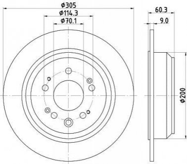Тормозной диск зад. Accord VIII 08- 2.0-2.4 305mm PAGID HELLA 8DD355116-111 (фото 1)