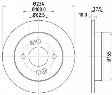 Тормозной диск зад. i10/Picanto 04- 1.0-1.2 PAGID HELLA 8DD355112-801 (фото 1)