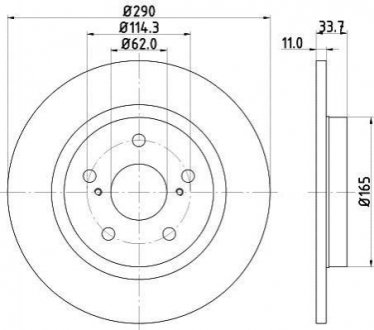 Гальмівний диск зад. Avensis 08- 1.6-2.2 PAGID HELLA 8DD355116-121 (фото 1)
