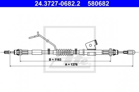 Трос остановочных тормозов ATE 24.3727-0682.2 (фото 1)